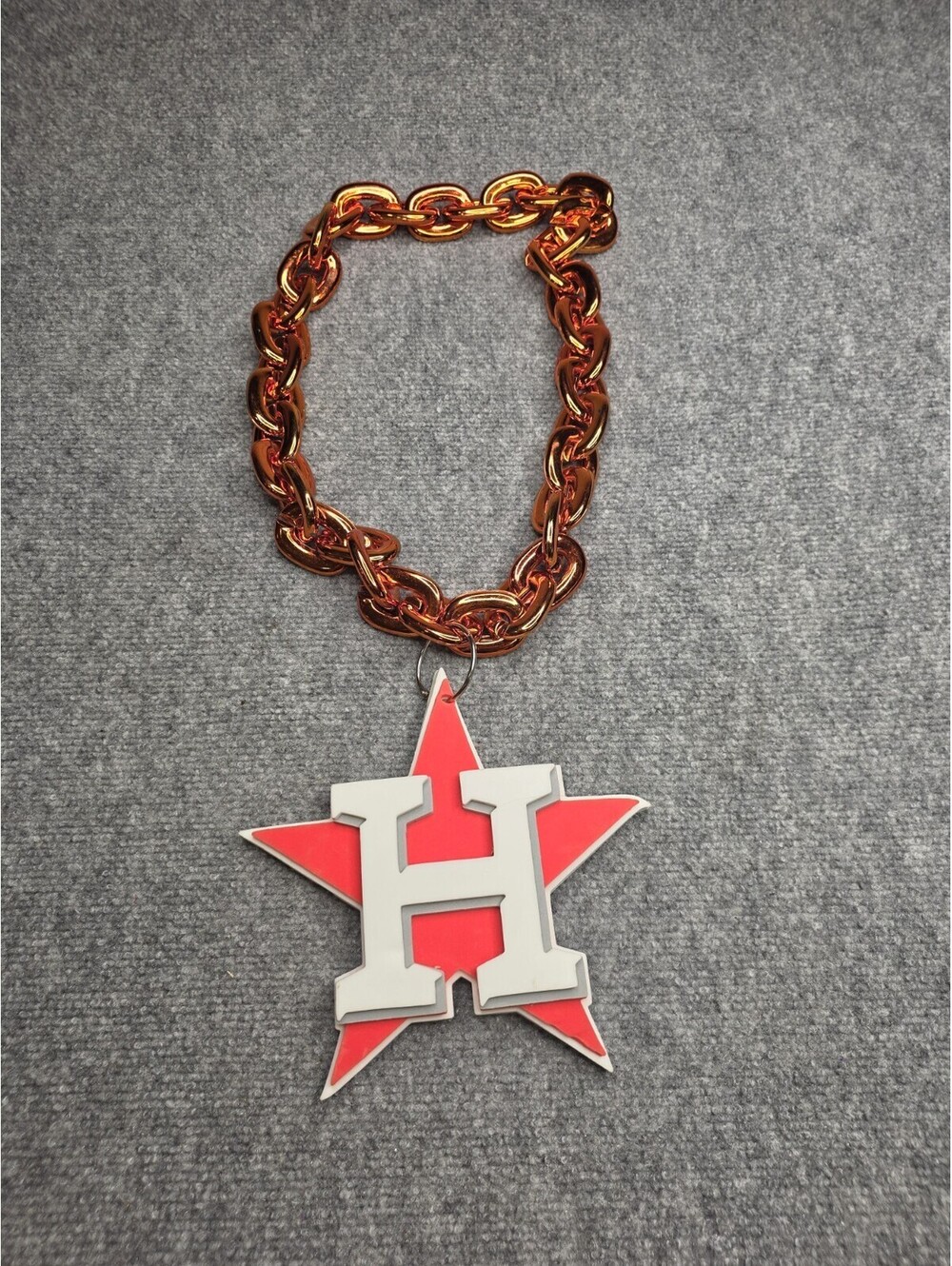 Houston Astros Fan Chain Necklace Oversized Foam Logo Orange MLB Jumbo H Swag